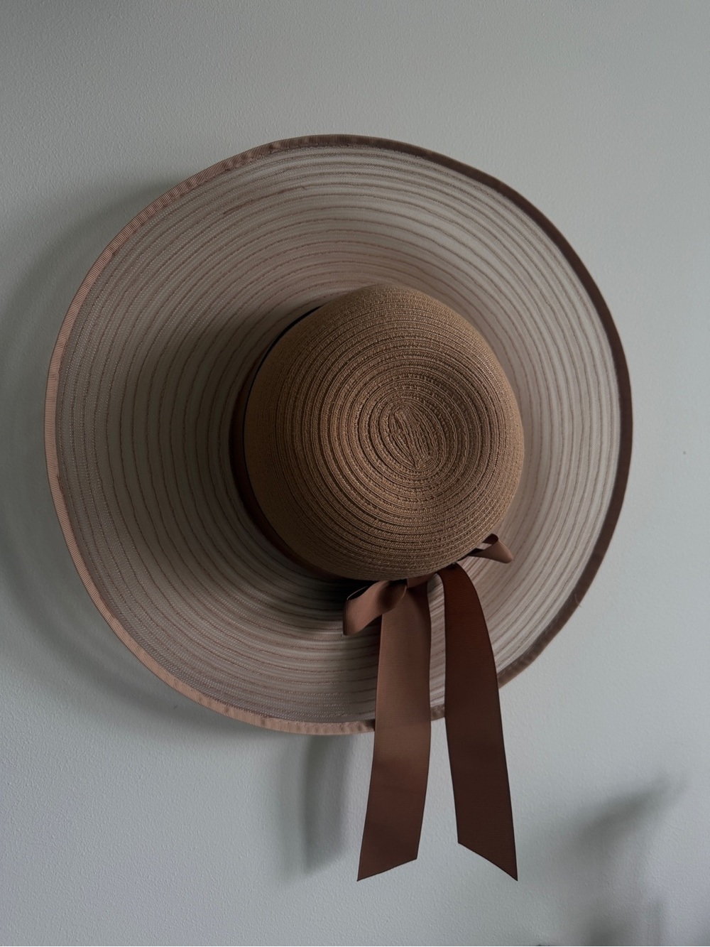 Wide Brim Straw Sun Hat with Ribbon